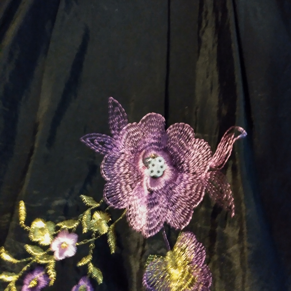 Floor length purple floral dress